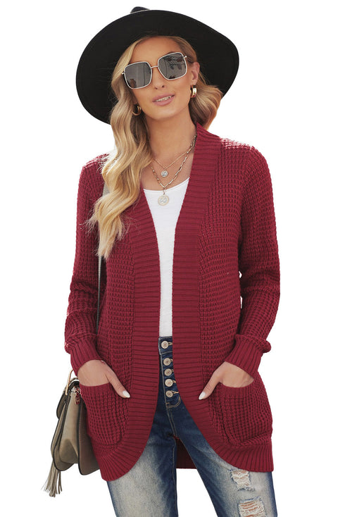 Pocket Knitted Solid Color Cardigan